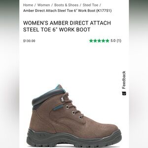 Hytest WOMEN'S AMBER DIRECT ATTACH STEEL TOE 6" WORK BOOT